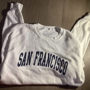 Brandy Melville super cute white and blue cropped hoodie